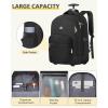 imageMATEIN Rolling Backpack for Women 17 inch Water Resistant Wheeled Laptop Backpack Large Carry On Luggage Travel Backpack with Wheels Trolley Suitcase Business Overnight Roller Bag for Adults BlackBlack