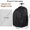 imageMATEIN Rolling Travel Backpack Sturdy 17 Inch Laptop Bag with Wheels for Women Men 30 L Wheeled Backpack Carry on Luggage Water Resistant Roller Computer Bag for Nurse Teacher Work BlackBlack