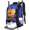 imageMATEIN Baseball Backpack Softball Bat Bag with Shoes Compartment for Youth Boys and Adult Lightweight Baseball Bag with Fence Hook Hold TBall Bat Batting Mitten Helmet Caps Teeball GearBlue