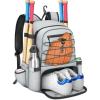 imageMATEIN Baseball Bat Bag for 4 Bats with Ball Pocket Lightweight Youth Baseball Backpack with Shoe Compartment Large Capacity Softball Equipment Bag with Fence Hook for TBall Gear Helmet GloveGrey