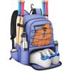 imageMATEIN Baseball Bat Bag for 4 Bats with Ball Pocket Lightweight Youth Baseball Backpack with Shoe Compartment Large Capacity Softball Equipment Bag with Fence Hook for TBall Gear Helmet GlovePurple