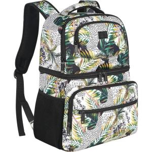 imageMATEIN Cooler Backpack 26 Cans Insulated Lunch Backpack for Men Women Leakproof Double Layer Lunch Cooler Bag Lightweight Soft Lunch Backpack with Cooler Compartment Beach Camping Hiking Beer GiftsMulticoloured
