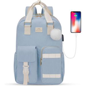 imageMATEIN Cute School Backpack for Teens Girls 156 Inch Kawaii College Backpack Corduroy Computer Bookbag with USB Charging Port TSA Lightweight Laptop Back Pack Aesthetic Preppy Kids Students PurpleBlue