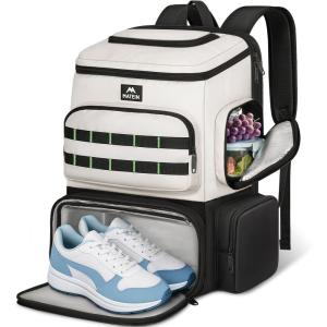 imageMATEIN Gym Backpack with Lunch Compartment Large Sports Backpack with Detachable Shoe ampamp Cooler Pouch Water Resistant 17 Inch Back Pack with USB Port Workout Molle Daypack for Yoga Work Commute