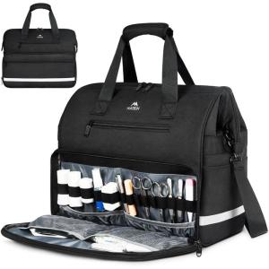 imageMATEIN Medical Bag Large WaterResistant First Aid Bags with Many Pocktets for Nursing Portable Clinical Home Health Bag Doctor Bag Nurse Gifts for Home Visits Health Care Hospice Black