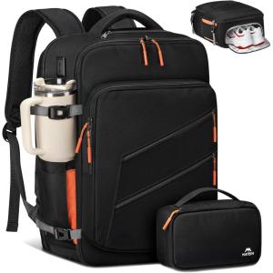 imageMATEIN Personal Item Backpack 18x14x8 with Shoe Compartment Detachable Airline Approved Carry On Backpack for Travel with Electronics Case Water Resistant Lightweight Luggage Bag Fits 17 inch Laptop