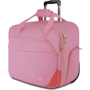 imageMATEIN Rolling Briefcase for Women Large Rolling Laptop Bag with Wheels Fits 17 Inch Notebook Gifts for Office Women Water Resistant Teacher Work Computer Travel Carry on Nurse Bags on Wheel Pink