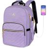 imageMATEIN Backpack for High School Girls Large Capacity 17 Inch Laptop Backpack with Multiple Pockets Water Resistant College Work Bag with USB Charging Port Lightweight Daypack for Travel BeigePurple