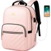 imageMATEIN Backpack for High School Girls Large Capacity 17 Inch Laptop Backpack with Multiple Pockets Water Resistant College Work Bag with USB Charging Port Lightweight Daypack for Travel BeigePink