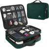 imageMATEIN Electronic Organizer Travel Case Small Double Layers Cable Organizer for Travel Accessories Water Resistant Portable Tech Case for Phone Cords Charger Earphone Tech Gifts BlackDark Green