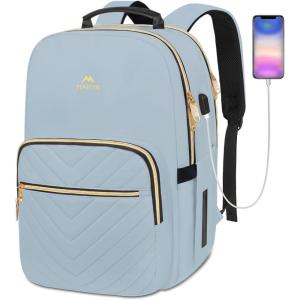 imageMATEIN Backpack for High School Girls Large Capacity 17 Inch Laptop Backpack with Multiple Pockets Water Resistant College Work Bag with USB Charging Port Lightweight Daypack for Travel BeigeBlue