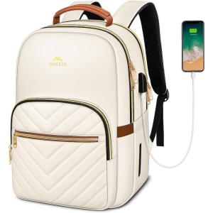 imageMATEIN Backpack for High School Girls Large Capacity 17 Inch Laptop Backpack with Multiple Pockets Water Resistant College Work Bag with USB Charging Port Lightweight Daypack for Travel BeigeBeige