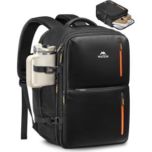 imageMATEIN Personal Item Travel Backpack 18x14x8 with Shoe Compartment Detachable Expandable Underseat Backpack for Airplanes Fit 17quot Laptop Airline Approved Carry on Bag Luggage Mochila with USB Port