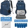 imageMATEIN Backpack Lunch Bag for Women Sturdy Teacher Nurse Insulated Cooler Backpack for Work College Travel Picnic Stylish Cute Laptop School Bag with Lunch Compartment Gifts for Her BeigeBrownBlue