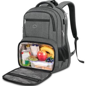 imageMATEIN Backpack Lunch Bag for Women Sturdy Teacher Nurse Insulated Cooler Backpack for Work College Travel Picnic Stylish Cute Laptop School Bag with Lunch Compartment Gifts for Her BeigeBrownGrey