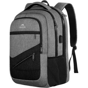 imageMATEIN Large College Laptop Backpack Water Resistant Nurse Travel Backpack with USB Charging Port TSA Approved Soft Anti Theft Comupter Bag for Work Blue BeigeGrey Black