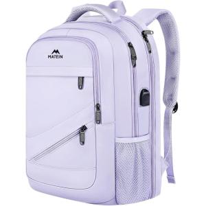 imageMATEIN Large College Laptop Backpack Water Resistant Nurse Travel Backpack with USB Charging Port TSA Approved Soft Anti Theft Comupter Bag for Work Blue BeigePurple