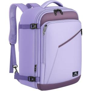 imageMATEIN Pink Travel Backpack for Women 40L Water Resistant Carry on Backpack Flight Approved with Chest Strap Large Travelling Bag for Womens Cute Casual Daypack for Overnight OutdoorsLight Purple Grey