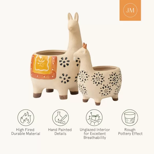 Ceramic Animal Succulent Planter Pots - 6.1 + 4.5 inch Cute Alpaca / Llama &amp; Goat Rough Pottery Unglazed Flower Plant Pots Indoor with Drainage for Herb Cactus Air Plants, Home Decor Gifts for Mom