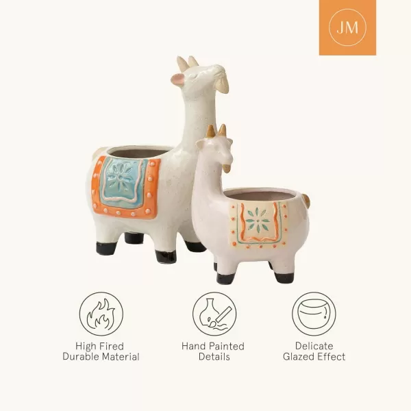 Ceramic Animal Succulent Planter Pots - 6.1 + 4.5 inch Cute Alpaca / Llama &amp; Goat Rough Pottery Unglazed Flower Plant Pots Indoor with Drainage for Herb Cactus Air Plants, Home Decor Gifts for Mom