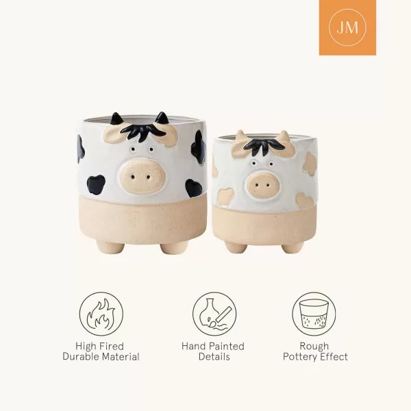 Ceramic Animal Succulent Planter Pots - 6.1 + 4.5 inch Cute Alpaca / Llama &amp; Goat Rough Pottery Unglazed Flower Plant Pots Indoor with Drainage for Herb Cactus Air Plants, Home Decor Gifts for Mom