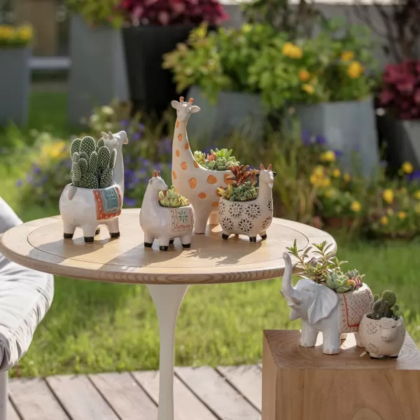 Ceramic Animal Succulent Planter Pots - 6.1 + 4.5 inch Cute Alpaca / Llama &amp; Goat Rough Pottery Unglazed Flower Plant Pots Indoor with Drainage for Herb Cactus Air Plants, Home Decor Gifts for Mom