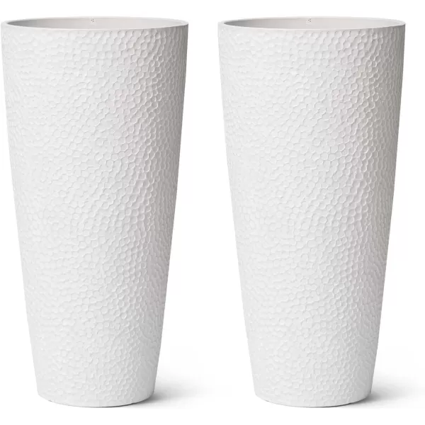 LA JOLIE MUSE 20 inch Tall Planters Set of 2, Tall Round Planters for Indoor/Outdoor Plants, Grey Flower Pots for Front Door,Patio and Deck,Honeycomb.