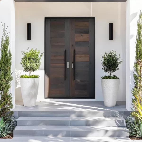 LA JOLIE MUSE 20 inch Tall Planters Set of 2, Tall Round Planters for Indoor/Outdoor Plants, Grey Flower Pots for Front Door,Patio and Deck,Honeycomb.
