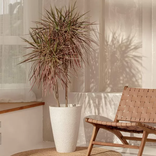LA JOLIE MUSE 20 inch Tall Planters Set of 2, Tall Round Planters for Indoor/Outdoor Plants, Grey Flower Pots for Front Door,Patio and Deck,Honeycomb.