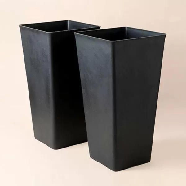 LA JOLIE MUSE 20 inch Tall Planters Set of 2, Tall Round Planters for Indoor/Outdoor Plants, Grey Flower Pots for Front Door,Patio and Deck,Honeycomb.