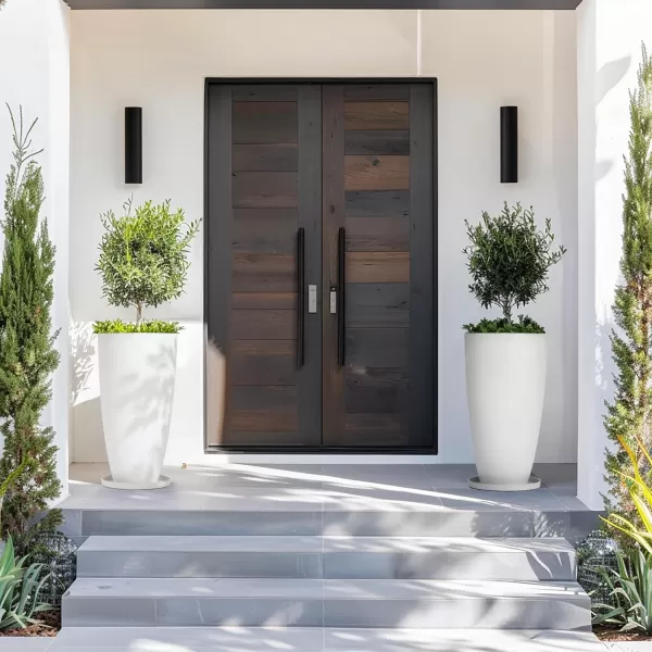 LA JOLIE MUSE 27 Inch Tall White Planters,Set of 2 Tall Round Planters for Indoor Plants with Trays,Modern Tree Planters for Front Door and Patio Deck