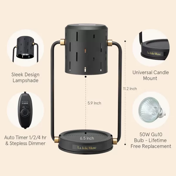 LA JOLIE MUSE Candle Warmer Lamp with Timer, Stepless Dimming Candle Warmer, Dimmable Candle Lamp, Electric Candle Melter, Compatible with Small &amp; Large Candle, Bulbs Included