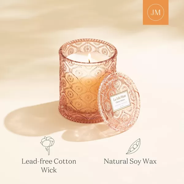 LA JOLIE MUSE Cherry Sakura Candle, Mothers Day Scented Candles Gifts for Women, Spring Summer Natural Soy Candles for Home Scented, Floral Candle, 6 oz 40 Hours Burn