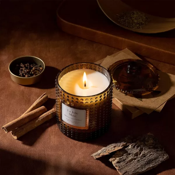 LA JOLIE MUSE Cypress &amp; Cedarwood Scented Candle - Candles for Home Scented, Green Candles Gift for Holiday, Natural Soy Candles, 75 Hours Long Burning, 10 OZ