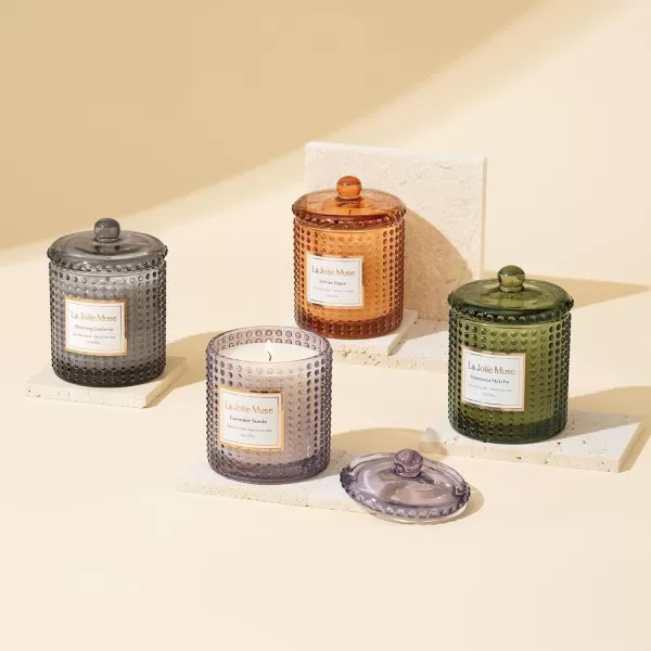 LA JOLIE MUSE Cypress &amp; Cedarwood Scented Candle - Candles for Home Scented, Green Candles Gift for Holiday, Natural Soy Candles, 75 Hours Long Burning, 10 OZ