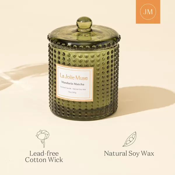 LA JOLIE MUSE Cypress &amp; Cedarwood Scented Candle - Candles for Home Scented, Green Candles Gift for Holiday, Natural Soy Candles, 75 Hours Long Burning, 10 OZ