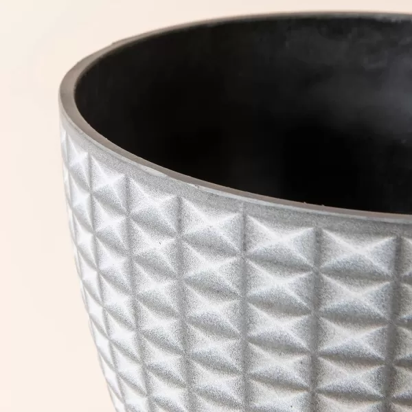 LA JOLIE MUSE Flower Pots Outdoor Indoor, Garden Planters, Modern Chic Planters with White Geometric Mosaic Texture Patterns, Set of 2, Matte White 
