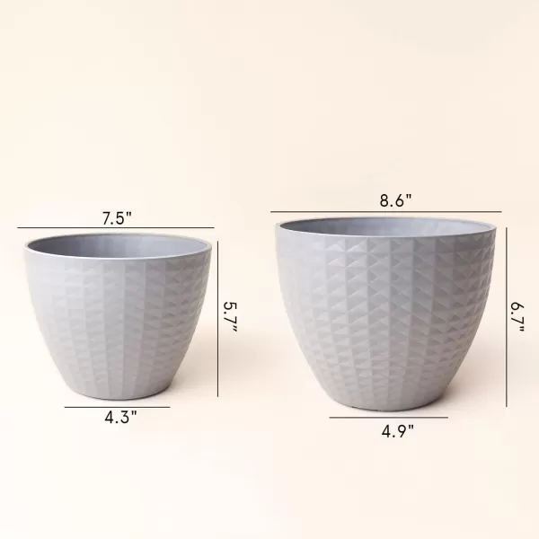 LA JOLIE MUSE Flower Pots Outdoor Indoor, Garden Planters, Modern Chic Planters with White Geometric Mosaic Texture Patterns, Set of 2, Matte White 