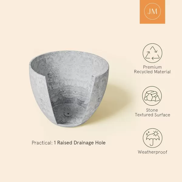 LA JOLIE MUSE Flower Pots Outdoor Indoor Planter - 14.2 inch Garden Pots Tree Planter for Patio, Deck,Garden,Rock Gray,Set of 2