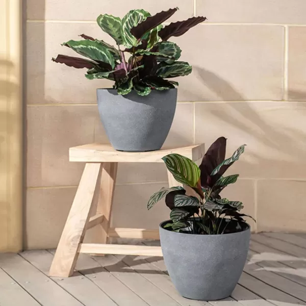 LA JOLIE MUSE Flower Pots Outdoor Indoor Planter - 14.2 inch Garden Pots Tree Planter for Patio, Deck,Garden,Rock Gray,Set of 2