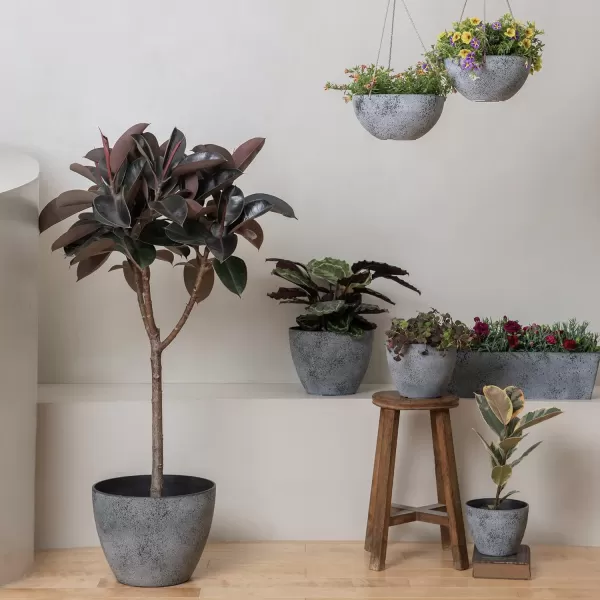 LA JOLIE MUSE Flower Pots Outdoor Indoor Planter - 14.2 inch Garden Pots Tree Planter for Patio, Deck,Garden,Rock Gray,Set of 2