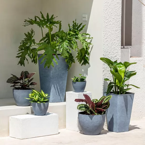 LA JOLIE MUSE Flower Pots Outdoor Indoor Planter - 14.2 inch Garden Pots Tree Planter for Patio, Deck,Garden,Rock Gray,Set of 2