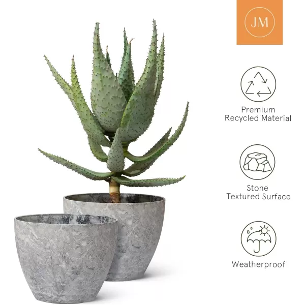 LA JOLIE MUSE Flower Pots Outdoor Indoor Planter - 14.2 inch Garden Pots Tree Planter for Patio, Deck,Garden,Rock Gray,Set of 2