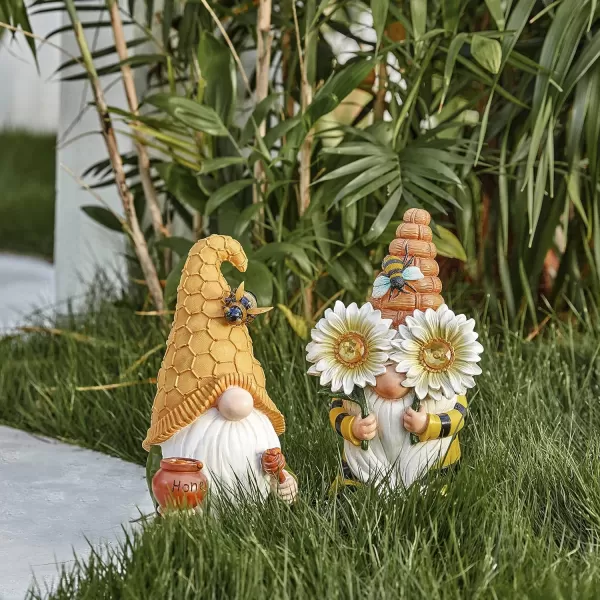 LA JOLIE MUSE Garden Gnomes Statue -8'' Resin Garden Snail with Gnome Figurine with Solar LED Lights, Outdoor Decoration for Patio Yard Lawn Porch, Garden Gifts for Mom, Ornament
