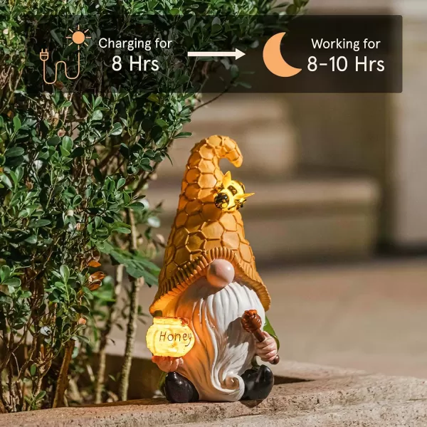 LA JOLIE MUSE Garden Gnomes Statue -8'' Resin Garden Snail with Gnome Figurine with Solar LED Lights, Outdoor Decoration for Patio Yard Lawn Porch, Garden Gifts for Mom, Ornament