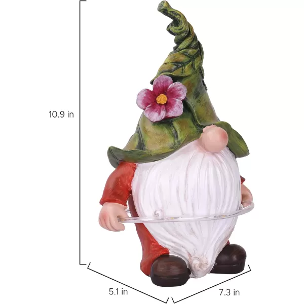 LA JOLIE MUSE Garden Gnomes Statue -8'' Resin Garden Snail with Gnome Figurine with Solar LED Lights, Outdoor Decoration for Patio Yard Lawn Porch, Garden Gifts for Mom, Ornament