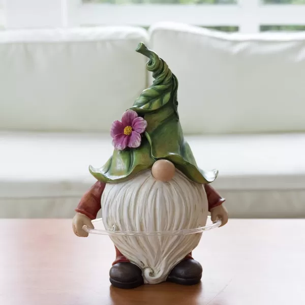 LA JOLIE MUSE Garden Gnomes Statue -8'' Resin Garden Snail with Gnome Figurine with Solar LED Lights, Outdoor Decoration for Patio Yard Lawn Porch, Garden Gifts for Mom, Ornament
