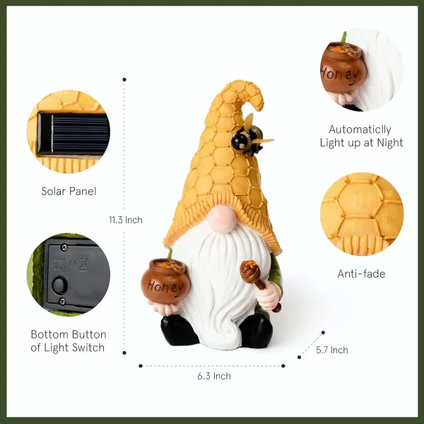 LA JOLIE MUSE Garden Gnomes Statue -8'' Resin Garden Snail with Gnome Figurine with Solar LED Lights, Outdoor Decoration for Patio Yard Lawn Porch, Garden Gifts for Mom, Ornament