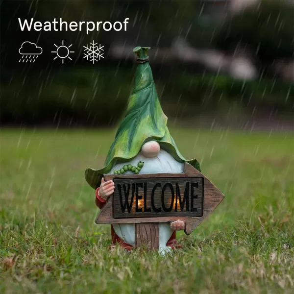 LA JOLIE MUSE Garden Gnomes Statue -8'' Resin Garden Snail with Gnome Figurine with Solar LED Lights, Outdoor Decoration for Patio Yard Lawn Porch, Garden Gifts for Mom, Ornament