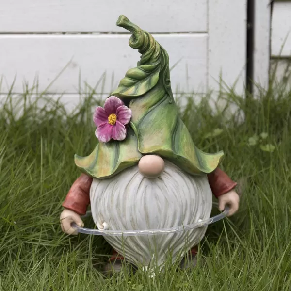 LA JOLIE MUSE Garden Gnomes Statue -8'' Resin Garden Snail with Gnome Figurine with Solar LED Lights, Outdoor Decoration for Patio Yard Lawn Porch, Garden Gifts for Mom, Ornament